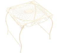CLP Mesa de Jardin de Hierro Zarina, Mesa Auxiliar romantica Estilo modernista, Repelente al Agua para terraza, Balcon y Jardin, Color:Crema Envejecido