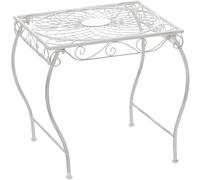 CLP Mesa de Jardin de Hierro Zarina, Mesa Auxiliar romantica Estilo modernista, Repelente al Agua para terraza, Balcon y Jardin, Color:Blanco Envejecido