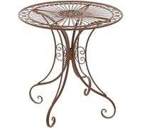 CLP Mesa de Jardin Hari Estilo Art Nouveau, Mesa Bistro Redonda de Hierro con Adornos Decorativos, Mesa Auxiliar para Jardin, Balcon y terraza | Color Antiguo marrón