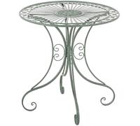 CLP Mesa de Jardin Hari Estilo Art Nouveau, Mesa Bistro Redonda de Hierro con Adornos Decorativos, Mesa Auxiliar para Jardin, Balcon y terraza | Color Antiguo-Verde
