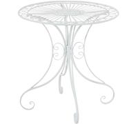 CLP Mesa de jardín Hari | Mesa Auxiliar de Exterior en Estilo rústico | Mesa de terraza Redonda 70 cm de diámetro, Color:Blanco