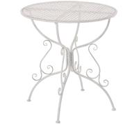 CLP Mesa de jardín Redonda 70 cm Amanda, Elegante Mesa bistró de Hierro con Adornos artísticos, Ideal para terraza, balcón y jardín | Color Blanco Envejecido