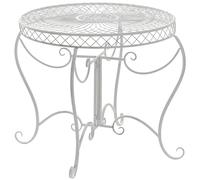 CLP Mesa de Jardin Redonda Estilo modernista Sheela, Mesa de Hierro con Recubrimiento en Polvo, Resistente a la Intemperie para Balcon, Color:Blanco Envejecido