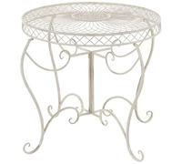 CLP Mesa de Jardin Redonda Estilo modernista Sheela, Mesa de Hierro con Recubrimiento en Polvo, Resistente a la Intemperie para Balcon, Color:Crema Envejecido