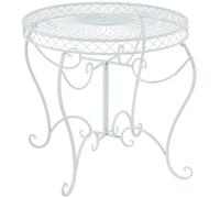 CLP Mesa de Jardin Redonda Estilo modernista Sheela, Mesa de Hierro con Recubrimiento en Polvo, Resistente a la Intemperie para Balcon, Color:Blanco