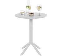 CLP Mesa de jardín Redonda Lacota de 60 cm, plástico Resistente a la Intemperie y UV, Ideal para balcón y terraza, para 2 a 4 Personas | Color Blanco