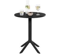 CLP Mesa de jardín Redonda Lacota de 60 cm, plástico Resistente a la Intemperie y UV, Ideal para balcón y terraza, para 2 a 4 Personas | Color Negro