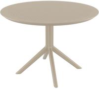 CLP Mesa de Jardín Sky Redonda Diametro 105 cm, Altura 74 cm, Mesa de Bistró Exterior Polipropileno Resistente a la Intemperie, UV y al Invierno, Color:Gris Pardo
