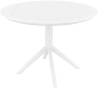 CLP Mesa de Jardín Sky Redonda Diametro 105 cm, Altura 74 cm, Mesa de Bistró Exterior Polipropileno Resistente a la Intemperie, UV y al Invierno, Color:Blanco