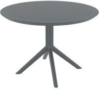 CLP Mesa de Jardín Sky Redonda Diametro 105 cm, Altura 74 cm, Mesa de Bistró Exterior Polipropileno Resistente a la Intemperie, UV y al Invierno, Color:Gris Oscuro