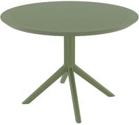CLP Mesa de Jardín Sky Redonda Diametro 105 cm, Altura 74 cm, Mesa de Bistró Exterior Polipropileno Resistente a la Intemperie, UV y al Invierno, Color:Oliva