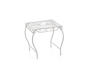 CLP Mesa de Jardín Zarina | Mesa de Exterior en Hierro Forjado I Mesa Cuadrada de Terraza Estilo Rústico I Color:, Color:Blanco Envejecido