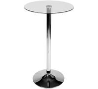 CLP Mesa De Pie con Tablero Redondo I Mesa De Bar con Tablero De Cristal I Mesa Moderna con Ø 60 cm & Altura De 105 cm, Color:Vidrio Transparente