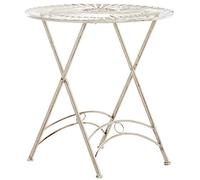 CLP Mesa Outdoor Tegal En Metal | Mesa Redonda De Jardín En Estilo Rústico con Detalles Hechos A Mano Color:Crema Envejecido