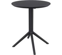 CLP Mesa Plegable Sky Cuadrada o Redonda En Plástico I Mesa Fácil De Almacenar para Exterior Resistente A La Intemperie, Color:Negro, Forma:Redondo
