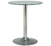CLP Mesa Redonda de Cristal I Mesa de Salón con Base de Acero Inoxidable I Mesa de Centro Redonda I Mesa Auxiliar de Cristal Ø 60 cm I | Color Vidrio Transparente