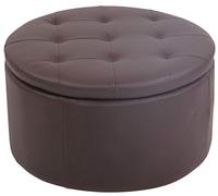 CLP Otomana Puff Evora Tapizada En Tela, Terciopelo o Simil Cuero I Taburete Reposapiés con Espacio De Almacenamiento, Color:marrón, Material:Cuero Sintetico