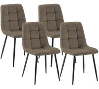 CLP Pack de 4 sillas de Comedor tapizadas Tilde, sillas de Cocina con Respaldo y Patas metálicas Negras, resisten hasta 150 kg | Color Gris Pardo Material Terciopelo