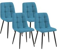CLP Pack de 4 sillas de Comedor tapizadas Tilde, sillas de Cocina con Respaldo y Patas metálicas Negras, resisten hasta 150 kg | Color Azul Claro Material Tela