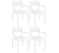CLP Pack de 4 Sillas de Jardín Paris con Reposabrazos, Plástico Resistente UV, Apilables y para Exterior hasta 160 kg., Color:Blanco