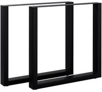 CLP Patas de Mesa de Metal Negras 2 Unidades Ilkan, Set de estructuras para Mesa DIY, Estructura de Mesa con Recubrimiento en Polvo, Color:Negro, Tamaño:70 cm