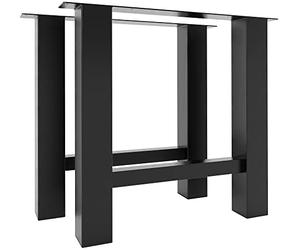 CLP Patas para Mesa De Comedor Harry Cuadradas I Juego De 2 Bases Metálicas En Estilo Industrial Modernas, Color:Negro