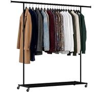 CLP Perchero con Ruedas Bernis, Perchero metalico Extensible, Barra Estable hasta 80 kg con Estante para Zapatos, Tamaño:XL