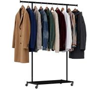 CLP Perchero con Ruedas Bernis, Perchero metalico Extensible, Barra Estable hasta 80 kg con Estante para Zapatos, Tamaño:L