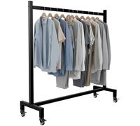 CLP Perchero con ruedas Gisborne, estable con ruedas de acero y goma, ideal para pasillos o dormitorios, Color:negro, Tamaño:120x38x120