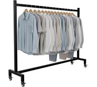 CLP Perchero con ruedas Gisborne, estable con ruedas de acero y goma, ideal para pasillos o dormitorios, Color:negro, Tamaño:150x38x120