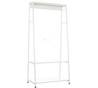 CLP Perchero De Pie Luton Con Estructura De Metal & 3 Estantes De Madera I Estante Para Ropa Moderno & Versátil, Color:blanco