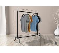 CLP Perchero De Pie Melva En Estilo Industrial I Burro Para Ropa Decorativo Metálico I Colgador Organizador Resistente, Color:negro, Tamaño:120x38x120