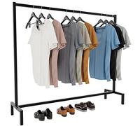 CLP Perchero De Pie Melva En Estilo Industrial I Burro para Ropa Decorativo Metálico I Colgador Organizador Resistente, Color:Negro, Tamaño:150x38x120