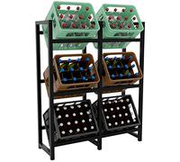 CLP Estantería para Cajas de Bebidas Stack I Estantes para Ahorrar Espacio I Organizador para Canastas Bebidas, Color:Negro, Tamaño:116x91x31 cm