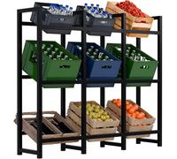 CLP Portacasse in metallo per bevande Stack, portacasse per bevande salvaspazio Robusto e salvaspazio per casse di bevande, Colore:nero, Dimensione:116x135x31 cm