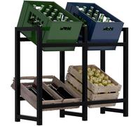 CLP Portacasse in Metallo per Bevande Stack, portacasse per Bevande salvaspazio Robusto e salvaspazio per Casse di Bevande, Colore:Nero, Dimensione:75x91x31 cm
