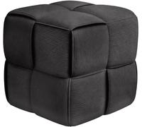 CLP Puff Forinta de Pana, Cuadrado Acolchado, diseño Moderno Beige, cómodo y Estable para salón y Dormitorio, Color:Gris Oscuro