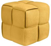 CLP Puff Forinta de Pana, Cuadrado Acolchado, diseño Moderno Beige, cómodo y Estable para salón y Dormitorio, Color:Amarillo