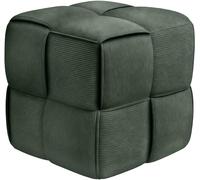 CLP Puff Forinta de Pana, Cuadrado Acolchado, diseño Moderno Beige, cómodo y Estable para salón y Dormitorio, Color:Verde Oscuro