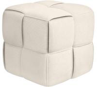 CLP Puff Forinta de Pana, Cuadrado Acolchado, diseño Moderno Beige, cómodo y Estable para salón y Dormitorio, Color:Crema