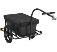 CLP Remolque de Carga Haarlem para Bicicleta, con Enganche, Carro de Mano con Lona, Estructura Acero 80kg, para Bicicletas 26-28 Pulgadas, Color:Negro