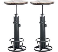 CLP Set 2 mesas redondas para 4 personas en Metal Plateado antiguo