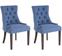 CLP Set 2 Sillas Comedor Aberdeen En Tela & Base De Madera I 2 Sillas En Chesterfield Look, Color:Azul, Color del Marco:Antiguo