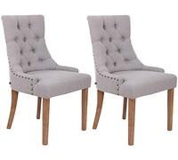 CLP Set 2 Sillas Comedor Aberdeen En Tela & Base De Madera I 2 Sillas En Chesterfield Look, Color:Gris, Color del Marco:Envejecido Claro