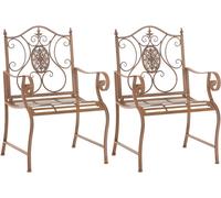 CLP Set 2 sillas de exterior con reposabrazos en metal marrón antiguo