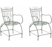 CLP Set 2 sillas de exterior con reposabrazos en Metal Verde antiguo