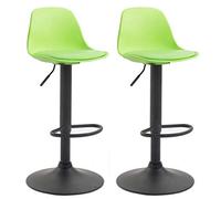 CLP Set 2 Taburetes Kiel Asiento De Plástico & Simil Cuero I 2 Sillas Altas Regulables En Altura | Color Verde Claro Color del Marco Negro