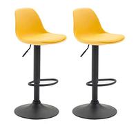 CLP Set 2 Taburetes Kiel Asiento De Plástico & Simil Cuero I 2 Sillas Altas Regulables En Altura, Color:Amarillo, Color del Marco:Negro