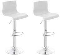 CLP Set 2X Taburetes De Bar Hover con Asiento De Polipropileno I 2 Taburetes Regulables En Altura I 2 Taburetes Altos Giratorios I Color:, Color:Blanco