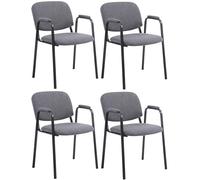 CLP Set 4 Sillas Apilables Ken Pro con Reposabrazos Acolchados de Tela, para Conferencia y Oficina, Estructura Negra Resistente 150 kg, Color:Gris